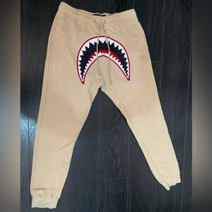 Modern Eternity Beige Joggers with Bold Graphic